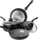 Moss & Stone 6 Pcs Black Nonstick Cookware Set, Pots And Pans Set Non stick With Glass Lid, Induction Cookware, Stay-Cool Handle PTFE/PFOA Kitchen Pots 6-Piece with Frying Pans & Saucepan - Image 9