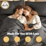 Shilucheng 100% Egyptian Cotton King Size Sheets Set - 1000 Thread Count，Luxury Cotton Bed Sheets，Breathable & Cooling Bedding and Pillow Cases, 16 Inch Deep Pocket - 6 Piece (Dark Grey, King) - Image 5