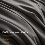 Shilucheng 100% Egyptian Cotton King Size Sheets Set - 1000 Thread Count，Luxury Cotton Bed Sheets，Breathable & Cooling Bedding and Pillow Cases, 16 Inch Deep Pocket - 6 Piece (Dark Grey, King) - Image 6