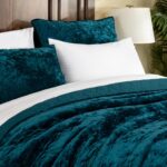 ELEGANT LIFE HOME Luxury Washed Crushed Velvet Artistic Diamond Stitching Bedding Sham, Standard Size 20 in x 26 in, 1 Piece, Peacock Blue - Image 4