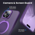 MAXCURY 360° Ring Stand Magnetic for iPhone 16 Pro Max Case, [Anti-Fingerprint] [Military Drop Protection] [Compatible with MagSafe] Soft Edge Translucent Slim Back 16 ProMax Phone Case (Purple) - Image 4