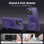 MAXCURY 360° Ring Stand Magnetic for iPhone 16 Pro Max Case, [Anti-Fingerprint] [Military Drop Protection] [Compatible with MagSafe] Soft Edge Translucent Slim Back 16 ProMax Phone Case (Purple) - Image 5