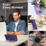 MAXCURY 360° Ring Stand Magnetic for iPhone 16 Pro Max Case, [Anti-Fingerprint] [Military Drop Protection] [Compatible with MagSafe] Soft Edge Translucent Slim Back 16 ProMax Phone Case (Purple) - Image 7