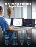 FOPO 15.6" Triple Monitor for Laptop, FHD 1080P IPS Screen Extender Portable Laptop for 15.6-17.3” Laptops, PnP Travel Monitor Screen Extender with USB-C&HDMI, Dual Monitors for Windows, Mac, Black - Image 3