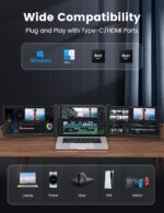 FOPO 15.6" Triple Monitor for Laptop, FHD 1080P IPS Screen Extender Portable Laptop for 15.6-17.3” Laptops, PnP Travel Monitor Screen Extender with USB-C&HDMI, Dual Monitors for Windows, Mac, Black - Image 4