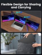 FOPO 15.6" Triple Monitor for Laptop, FHD 1080P IPS Screen Extender Portable Laptop for 15.6-17.3” Laptops, PnP Travel Monitor Screen Extender with USB-C&HDMI, Dual Monitors for Windows, Mac, Black - Image 7