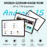 2025 Android 15 Tablet 10 Inch Tablets with Keyboard, 30GB+64GB+1TB Expand, Octa-Core Tablets with 6000mAh Battery, HD IPS Display, 5G WiFi, Split Screen, Widevine L1 - Sliver - Image 3