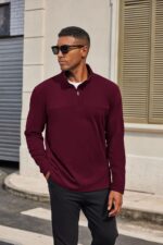 COOFANDY Mens Fleece Quarter Zip Pullover Long Sleeve Mock Turtleneck Sweatshirts Thermal Workout Golf Polo Shirt - Image 3