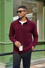 COOFANDY Mens Fleece Quarter Zip Pullover Long Sleeve Mock Turtleneck Sweatshirts Thermal Workout Golf Polo Shirt - Image 4