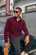 COOFANDY Mens Fleece Quarter Zip Pullover Long Sleeve Mock Turtleneck Sweatshirts Thermal Workout Golf Polo Shirt - Image 8
