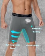 Runhit Men's Compression Shorts with Pockets – 9" Performance Athletic Shorts for Workouts Sports Running Spandex Underwear - Image 6