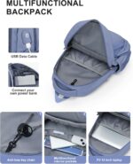 winspansy Simple Cute Backpack for Women Men Waterproof College Bag fit 14 Inch Laptop with USB Charging Port,Violet - Image 5