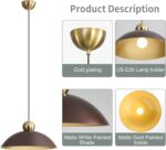 18 Inch Large Pendant Lights Kitchen Island Farmhouse Pendant Light with Adjustable Brown Dome Hanging Light Fixtures for Over Sink Dining Room Bedroom Hallway, ETL Listed - Image 5