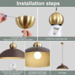 18 Inch Large Pendant Lights Kitchen Island Farmhouse Pendant Light with Adjustable Brown Dome Hanging Light Fixtures for Over Sink Dining Room Bedroom Hallway, ETL Listed - Image 9