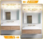 Bathroom Vanity Light Fixtures 5-lights, Gold Crystal Vanity Lights for Bath, Bathroom Lights Fixture with Clear Crystal Glass Shade, Modern Wall Light over Mirror, Wall Sconces Light for Hallway - Image 4