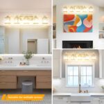 Bathroom Vanity Light Fixtures 5-lights, Gold Crystal Vanity Lights for Bath, Bathroom Lights Fixture with Clear Crystal Glass Shade, Modern Wall Light over Mirror, Wall Sconces Light for Hallway - Image 5