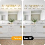 Bathroom Vanity Light Fixtures 5-lights, Gold Crystal Vanity Lights for Bath, Bathroom Lights Fixture with Clear Crystal Glass Shade, Modern Wall Light over Mirror, Wall Sconces Light for Hallway - Image 6