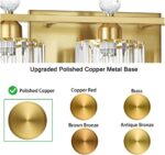 Bathroom Vanity Light Fixtures 5-lights, Gold Crystal Vanity Lights for Bath, Bathroom Lights Fixture with Clear Crystal Glass Shade, Modern Wall Light over Mirror, Wall Sconces Light for Hallway - Image 8