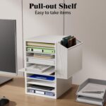 Office Mail Sorter, Wooden Paper Organizer with Storage Bag, 10 Tier Adjustable Classroom Mailbox, Removable Classroom Organization, Teacher Desk Organization for Office, Study, White - Image 4