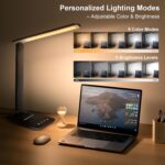 shinelife LED Desk Lamp for Office Home, Bright Desk Light with USB Charging Port, Adjustable Dimmable Desk Lamps 5 Modes 5 Brightness, Touch Study Lamp for Nail, Craft, Puzzle, Sewing, Study, Black - Image 4