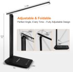 shinelife LED Desk Lamp for Office Home, Bright Desk Light with USB Charging Port, Adjustable Dimmable Desk Lamps 5 Modes 5 Brightness, Touch Study Lamp for Nail, Craft, Puzzle, Sewing, Study, Black - Image 7