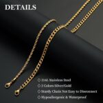 Stainless Steel Layered Chain Necklaces for Men Boys, 2Pcs Cuban Link/Rope/Herringbone Chains Jewelry Gifts, 16 "/18 ", 18 "/20 ", 20 "/22 ", 22 "/24 " - Image 4