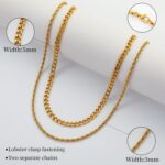 Stainless Steel Layered Chain Necklaces for Men Boys, 2Pcs Cuban Link/Rope/Herringbone Chains Jewelry Gifts, 16 "/18 ", 18 "/20 ", 20 "/22 ", 22 "/24 " - Image 5