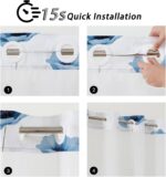 Extra Long No Hook Shower Curtain and Liner Set, Blue Floral Shower Curtains with Snap in Fabric Liner for Bathroom, Ringless Waterproof Washable Bath Curtains with Mesh Top Window, 71" x 84" - Image 5