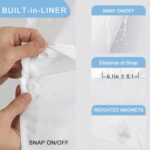 Extra Long No Hook Shower Curtain and Liner Set, Blue Floral Shower Curtains with Snap in Fabric Liner for Bathroom, Ringless Waterproof Washable Bath Curtains with Mesh Top Window, 71" x 84" - Image 6