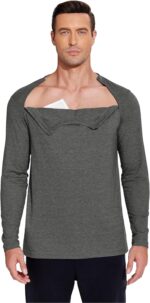 Deyeek Unisex Chemo Shirts for Port Access Chemotherapy Must Haves Long Sleeve Cancer Care Package for Men - Image 4