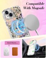 Toycamp for iPhone 15 Case - Compatible with Magsafe Aesthetic Cute Holographic i15 Case with Diamond Bling Lens Protector for Apple 15 Cover for Women Girls, Lily Butterfly - Image 4