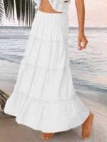 Trendy Queen Long Skirts for Women Boho Maxi Skirt Summer Swing Tiered A-Line Elastic High Waist Dress with Pockets Fashion - Image 4