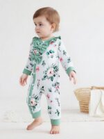 Mikrdoo Newborn Infant Baby Girl Clothes Fall Winter Outfits Long Sleeve Zipper Rompers with Headband - Image 4