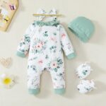 Mikrdoo Newborn Infant Baby Girl Clothes Fall Winter Outfits Long Sleeve Zipper Rompers with Headband - Image 7