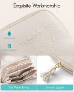 Vlando Small Travel Jewelry Case,Travel Gifts for Women,Jewelry Pouch Bags with Zipper,Velvet Jewelry Organizer Storage Bag for Bracelet Rings Earring-Cream White - Image 4