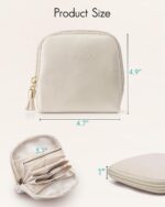 Vlando Small Travel Jewelry Case,Travel Gifts for Women,Jewelry Pouch Bags with Zipper,Velvet Jewelry Organizer Storage Bag for Bracelet Rings Earring-Cream White - Image 6
