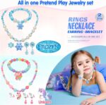 Toys for Ages 5-7 Jewelry, Kids Toys for Girls 8-10 Clip on Earrings, Toddler Girls Toy Age 6-8 Princess Dress Up,Frozen Unicorn Toy Adjustable Ring Bracelets Necklaces Birthday Christmas Gifts - Image 3