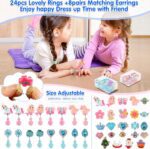 Toys for Ages 5-7 Jewelry, Kids Toys for Girls 8-10 Clip on Earrings, Toddler Girls Toy Age 6-8 Princess Dress Up,Frozen Unicorn Toy Adjustable Ring Bracelets Necklaces Birthday Christmas Gifts - Image 4