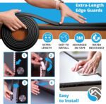 Furniture Edge Guards | 16ft Protective Protective Foam Cushion | Baby Child Proofing Set NonToxic and Safe for Table, Fireplace, Countertop | Black - Image 5