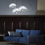 Modern Silver Glass Pendant Light Fixture 11.8in Spherical Hanging Lamp for Dining Room Kitchen Island Bedroom Corridor Bar (Silver) - Image 3