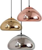 Modern Silver Glass Pendant Light Fixture 11.8in Spherical Hanging Lamp for Dining Room Kitchen Island Bedroom Corridor Bar (Silver) - Image 4