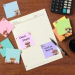 9 Pads Highland Cow Sticky Notes Set, Cute Self-Stick Notepads, Super Adhesive Memo Pads Note Card, Funny Office Decor Gifts, Desk Accessories for Students, Teacher and School Supplies, 3x3in - Image 3