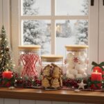 3 Pcs Christmas Icon Glass Storage Jars with Airtight Bamboo Lid Red White Cane Candy Gingerbread Man Christmas Icon Glass Jars Canister Set for Winter Xmas Home Kitchen Countertop - Image 4