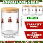3 Pcs Christmas Icon Glass Storage Jars with Airtight Bamboo Lid Red White Cane Candy Gingerbread Man Christmas Icon Glass Jars Canister Set for Winter Xmas Home Kitchen Countertop - Image 7