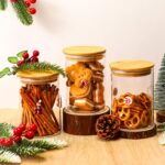 3 Pcs Christmas Icon Glass Storage Jars with Airtight Bamboo Lid Red White Cane Candy Gingerbread Man Christmas Icon Glass Jars Canister Set for Winter Xmas Home Kitchen Countertop - Image 9