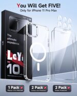LeYi for iPhone-11-Pro-Max Case Clear: Screen Protector X2 + Camera Cover X2[ MagSafe Compatible] Funda para i Phone 11pro promax Magnetic Protective Slim Case for iPhone 11promax, Transparent - Image 8