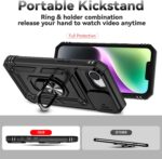for iPhone 16E Case, with Camera Lens Cover HD Screen Protector, Dual Layer Military-Grade Drop Tested Magnetic Ring Holder Kickstand Protective Phone Case for Apple iPhone 16E / SE4 2025 (Black) - Image 7