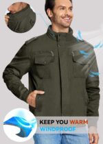 EKLENTSON Men's Thick Thermal Winter Jacket with Multi Pockets Zip Front Fleece Lined Military Jacket for Men - Image 4