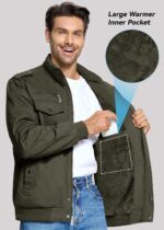 EKLENTSON Men's Thick Thermal Winter Jacket with Multi Pockets Zip Front Fleece Lined Military Jacket for Men - Image 5