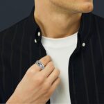 Checkered Fidget Ring for Men - 8mm 18K Gold Plated Stainless Steel Anxiety Spinner Jewelry for Adults, Modern Black and White Checkerboard Roating Ring for Stress Relief Gift for Men Women - Image 3